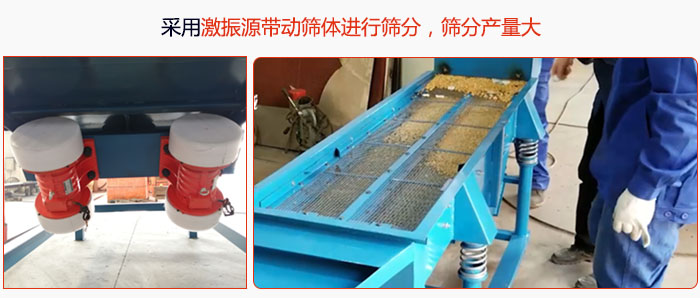 采用激振源帶動(dòng)篩體進(jìn)行篩分，篩分產(chǎn)量大。